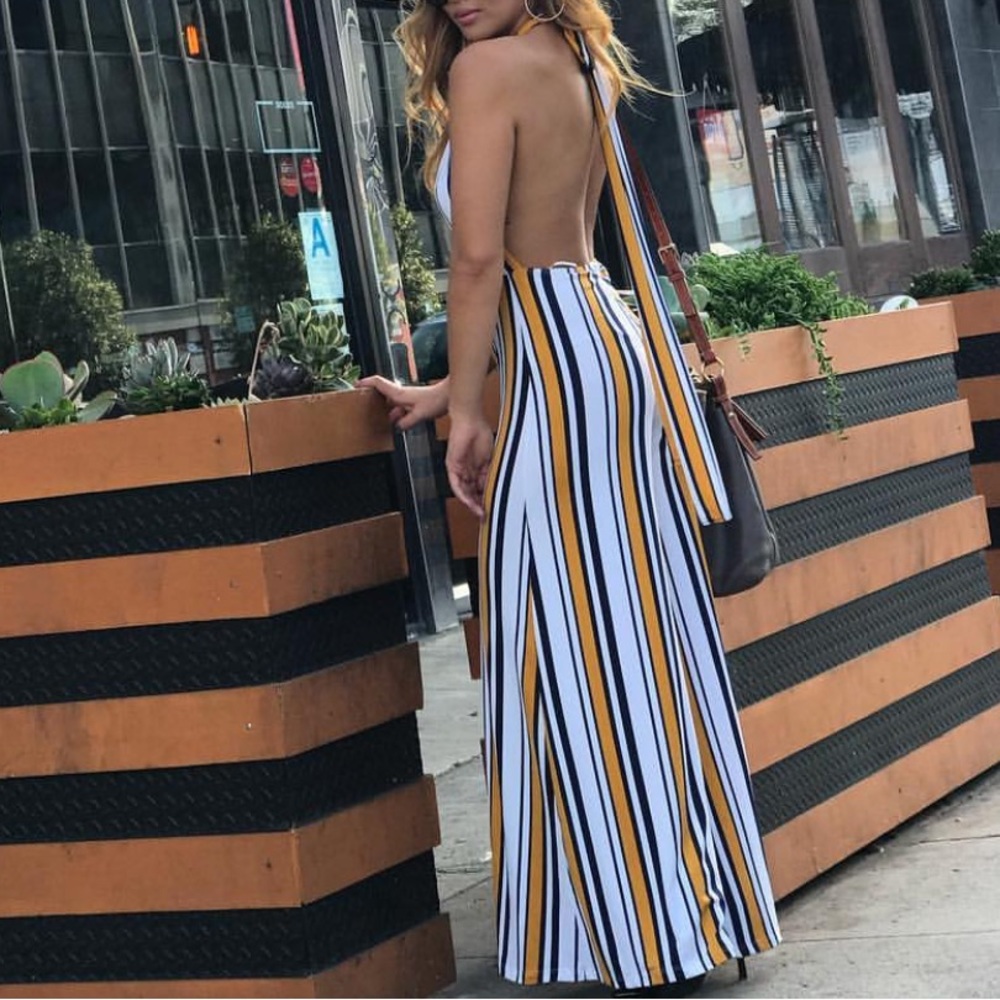Striped Wide Leg Jumpsuit